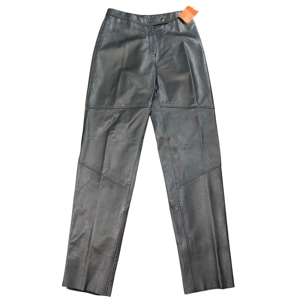 Sheila Dassin VTG Deadstock NWT Grey 100% Lambskin Leather Pants 6 High Waist